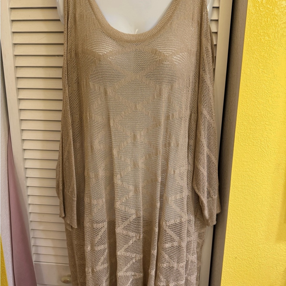 Lane Bryant Gold Knit Cold Shoulder Tunic